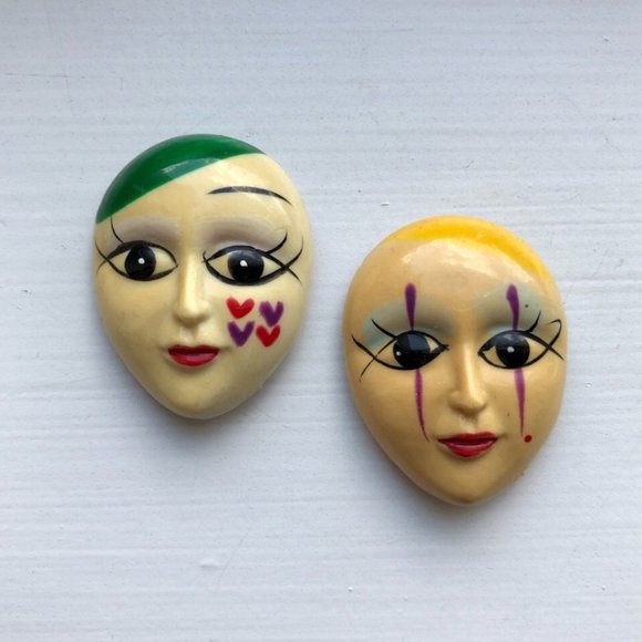 ✨HOST PICK✨ Set Of 2 Vintage Mime Face Magnets - Picture 6 of 6
